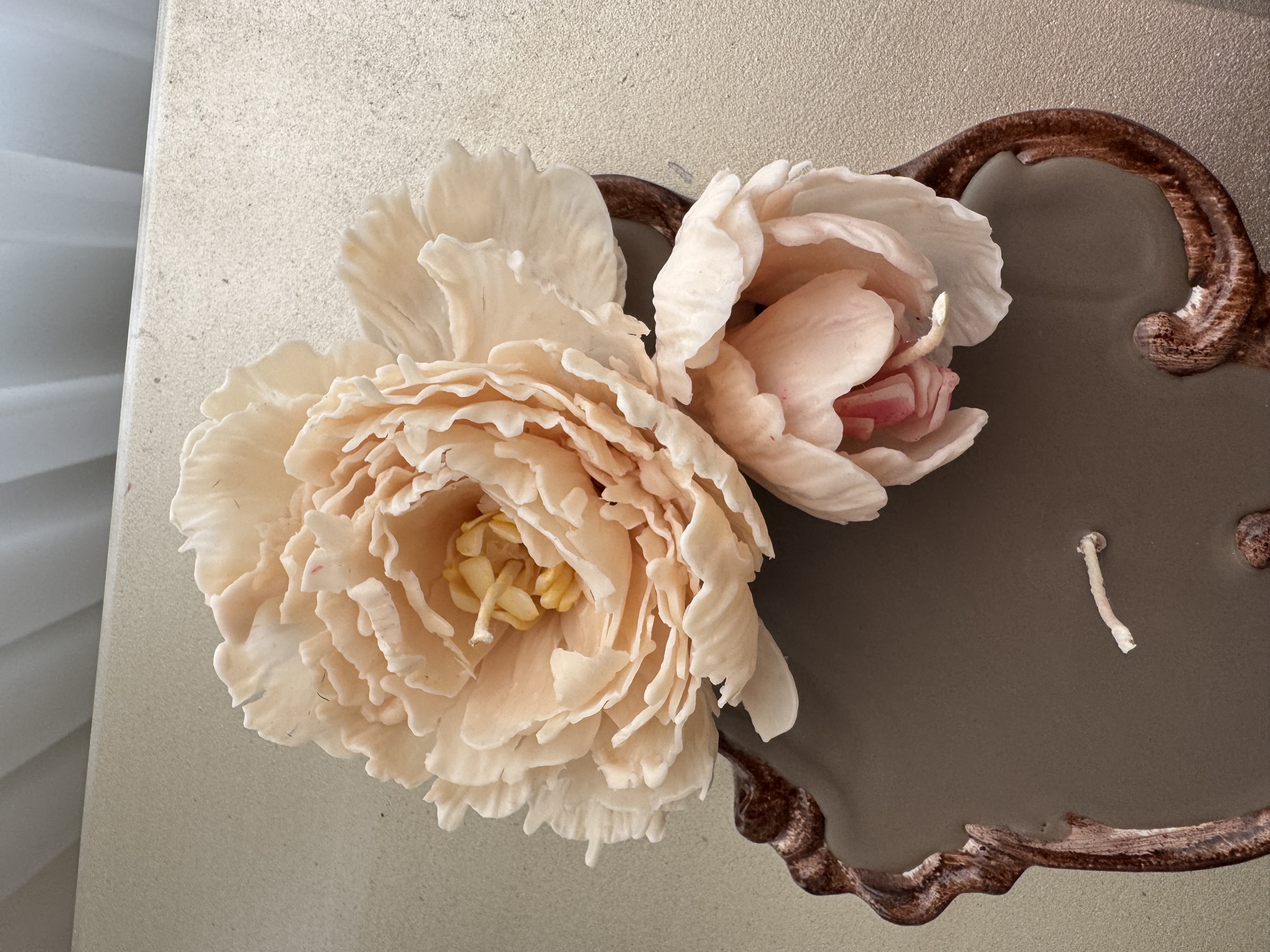 سینی شمع گل روسی پیونی